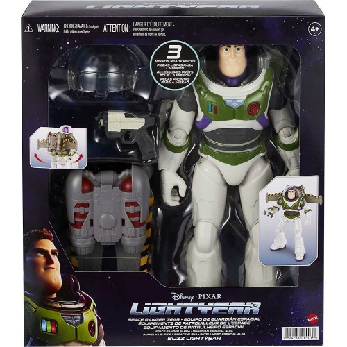 Mattel Disney Pixar Lightyear Μεγάλες Φιγούρες Με Εξοπλισμό Space Ranger Gear Alpha Buzz, 12 In And Jetpack Blaster HHK10 / HHK1
