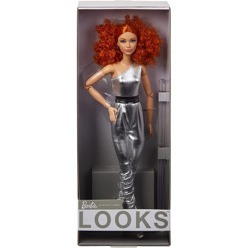 Mattel Barbie Signature Looks Doll Red Curly Hair, Original Body Type, Fully Posable HBX94 194735004928
