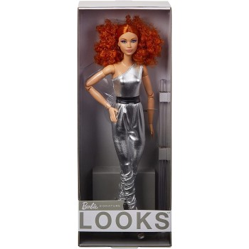 Mattel Barbie Signature Looks Doll Red Curly Hair, Original Body Type, Fully Posable HBX94 194735004928