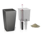 Lechusa LECHUZA ΑΥΤΟΠΟΤΙΖΟΜΕΝΗ ΓΛΑΣΤΡΑ MINI-CUBI Charcoal Metallic All-In-One Set 18123 4008789181237