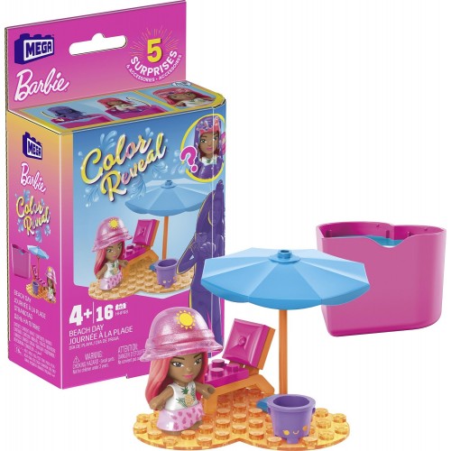 MEGA Barbie Color Reveal - Figure With Accessories Beach Day HHP85 / HHP88 194735074419