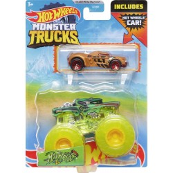 Mattel Hot Wheels Όχημα Monster Trucks με Αυτοκινητάκι Hot Weiler GRH81 / HDB94 194735019557