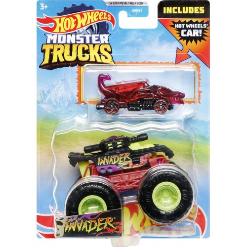 Mattel Monster Trucks Vehicle With Cars Invader GRH81 / HDB95 194735019670
