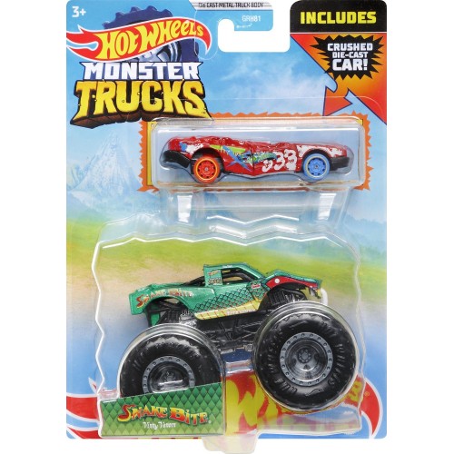 Mattel Monster Trucks Vehicle With Cars Snake Bite GRH81 / HDC02 194735019601