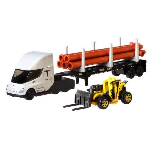 Mattel Matchbox Convoys Series Tesla Semi & Box Trailer With Red Tesla Model S - 3 Designs GBK70 887961716740