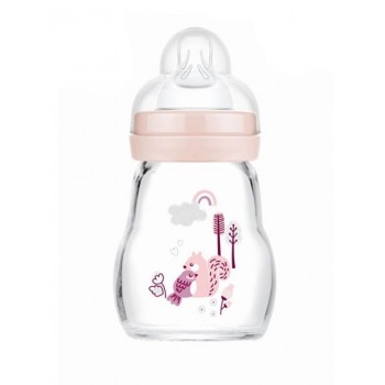MAM Γυάλινο Μπιμπερό Feel Good Forest με Θηλή Σιλικόνης 170ml για 0+ μηνών 1τμχ. 372S 9001616817045