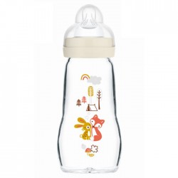 MAM Matt Feel Good Silicone Glass Baby Bottle 2m+ 260ml 1pc. 377S 9001616817052