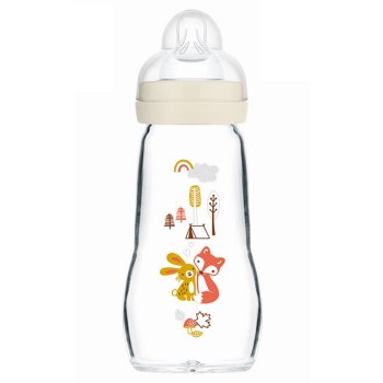 MAM Matt Feel Good Silicone Glass Baby Bottle 2m+ 260ml 1pc. 377S 9001616817052