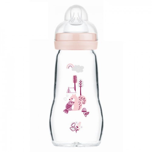 MAM Γυάλινο Μπιμπερό Matt Feel Good με Θηλή Σιλικόνης 2m+ 260ml 1τμχ. 377S 9001616817052