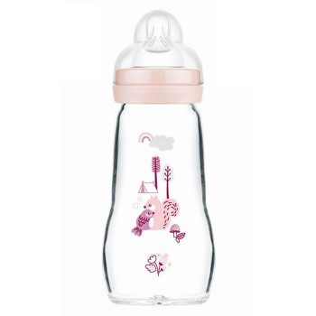 MAM Γυάλινο Μπιμπερό Matt Feel Good με Θηλή Σιλικόνης 2m+ 260ml 1τμχ. 377S 9001616817052