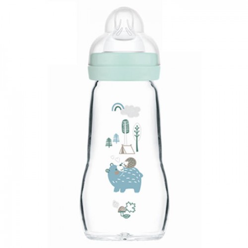 MAM Matt Feel Good Silicone Glass Baby Bottle 2m+ 260ml 1pc. 377S 9001616817052