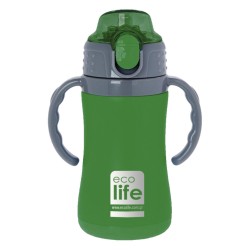 eco life Μεταλλικός Θερμός Παιδικός 300ml Πράσινο με εσωτερικό καλαμάκι 33-BO-2992 5208009002079