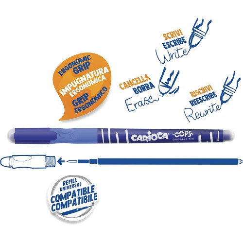CARIOCA Oops Στυλό 43044 Erasable Κουμπί Μπλε C43044 8003511320379