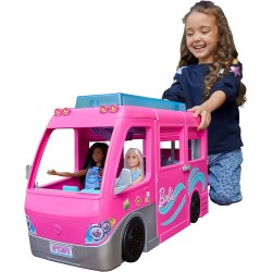 Mattel Barbie Dreamcamper Vehicle Playset, 2.5 Feet Tall With Rolling Wheels, 7 Play Areas, Pool, Slide And 60+ Accessories HCD4