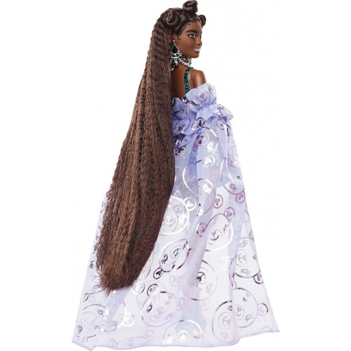 Mattel Barbie Extra Fancy Doll In Teddy-Print Gown With Sheer Train, Teddy Bear HHN13 194735072620