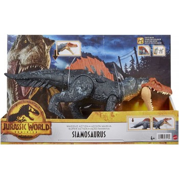 Mattel Jurassic World Dominion Massive Action Siamosaurus Dinosaur Figure, Attack And Chomp, Large Range Of Motion, HDX47 / HDX5
