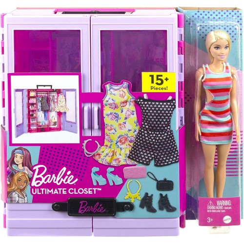 Mattel Barbie Fashionistas Ultimate Closet Portable Fashion Toy With Doll, Clothing, Accessories And Hangers HJL66 194735089550