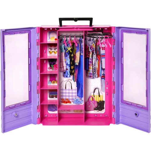 Mattel Barbie Fashionistas Ultimate Closet Portable Fashion Toy With Doll, Clothing, Accessories And Hangers HJL66 194735089550
