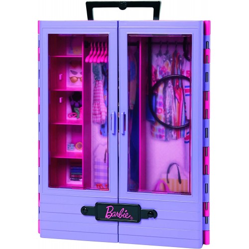 Mattel Barbie Fashionistas Ultimate Closet Portable Fashion Toy With Doll, Clothing, Accessories And Hangers HJL66 194735089550