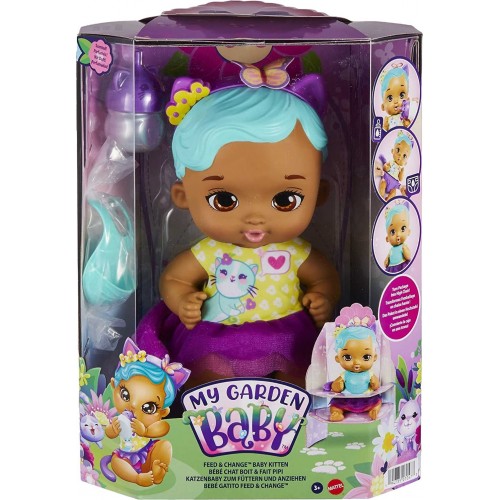 Mattel My Garden Baby Feed And Change Kitten Doll 12-In Accessories, With HHL22 194735070473
