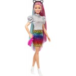 Mattel Barbie Leopard Rainbow Hair Ξανθιά Κούκλα Color-change Hair Feature, 16 Αξεσουάρ GRN81 887961909029