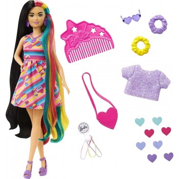Mattel Barbie Totally Hair Heart-Themed Doll, Petite, 8.5 Inch Fantasy Hair, Dress HCM90 194735014842