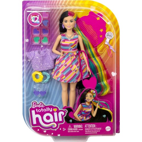 Mattel Barbie Totally Hair Heart-Themed Doll, Petite, 8.5 Inch Fantasy Hair, Dress HCM90 194735014842