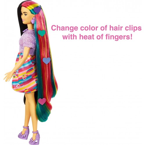 Mattel Barbie Totally Hair Heart-Themed Doll, Petite, 8.5 Inch Fantasy Hair, Dress HCM90 194735014842