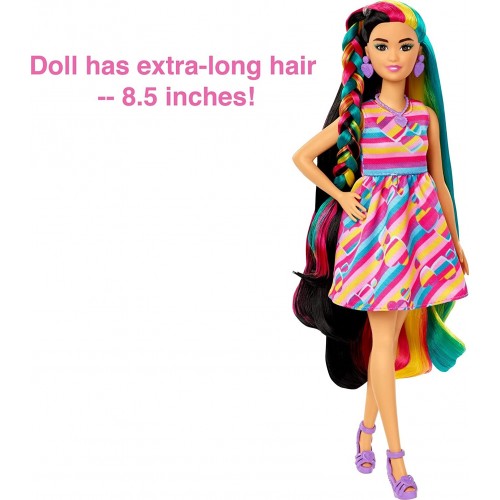 Mattel Barbie Totally Hair Heart-Themed Doll, Petite, 8.5 Inch Fantasy Hair, Dress HCM90 194735014842