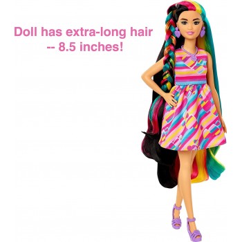 Mattel Barbie Totally Hair Heart-Themed Doll, Petite, 8.5 Inch Fantasy Hair, Dress HCM90 194735014842
