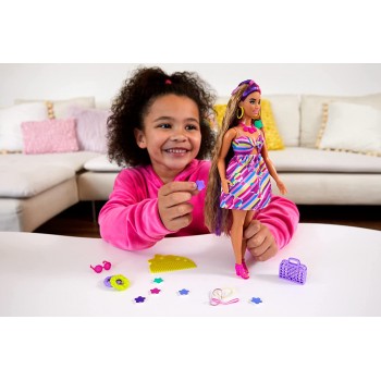 Mattel Barbie Totally Hair Flower-themed Doll, Curvy, 8.5 Inch Fantasy Hair, Dress, 15 and Fashion Play Accessories HCM89 194735