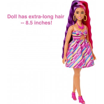 Mattel Barbie Totally Hair Flower-themed Doll, Curvy, 8.5 Inch Fantasy Hair, Dress, 15 and Fashion Play Accessories HCM89 194735