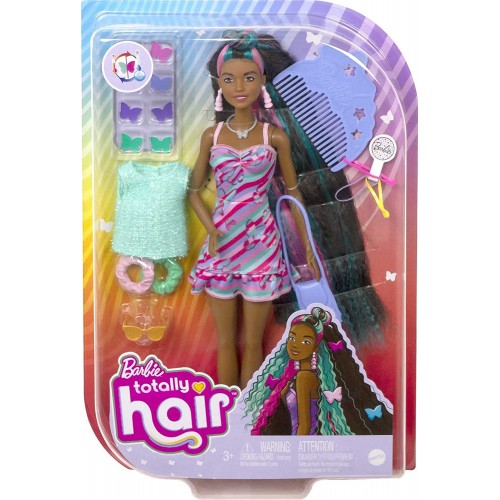 Mattel Barbie Totally Hair Butterfly-Themed Doll, 8.5 Inch Fantasy Hair, Dress, 15 And Fashion Play Accessories 8 HCM91 19473501