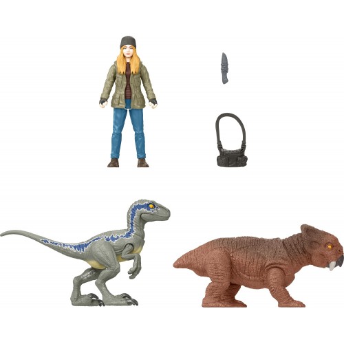 Mattel Jurassic World Man & Dinosaur Set Maisie and Velociraptor Beta HDX46 / HGP78 194735055579
