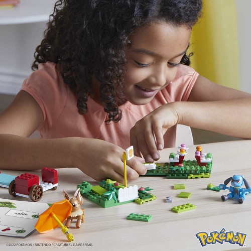 Mattel Pokemon Adventure Builder Poke Puff Picnic Toy Building Set, Eevee And Riolu Fig HDL80 194735026647