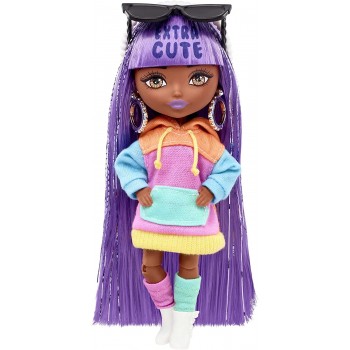Mattel Barbie Extra Minis Doll 7 5.5 In Wearing Color-Block Hoodie Dress And Boots, With Stand Accessories HGP62 / HJK66 1947350