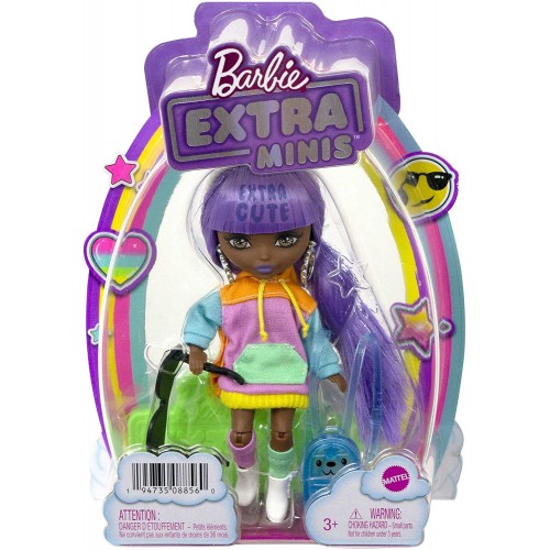 Mattel Barbie Extra Minis Doll 7 5.5 In Wearing Color-Block Hoodie Dress And Boots, With Stand Accessories HGP62 / HJK66 1947350