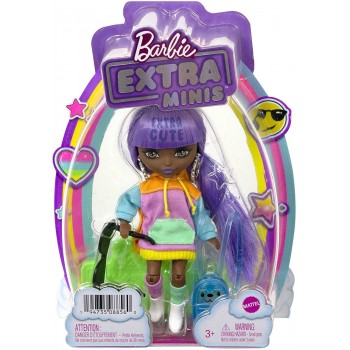 Mattel Barbie Extra Minis Doll 7 5.5 In Wearing Color-Block Hoodie Dress And Boots, With Stand Accessories HGP62 / HJK66 1947350