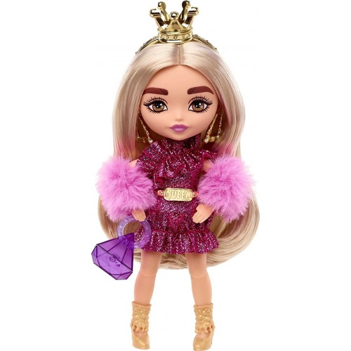 Mattel Barbie Extra Minis Doll 8 5.5 In Wearing Shimmery Dress And Furry Shrug HGP62 / HJK67 194735088553