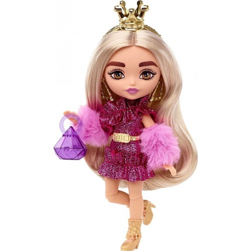 Mattel Barbie Extra Minis Doll 8 5.5 In Wearing Shimmery Dress And Furry Shrug HGP62 / HJK67 194735088553