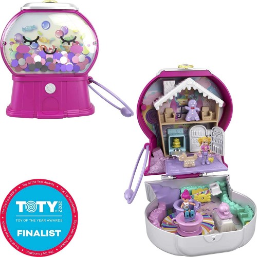 Mattel Polly Pocket Candy Cutie Gumball Compact, Theme With Micro And Margot Dolls, 5 Reveals 13 Related Accessories FRY35 / GTN