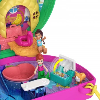 Mattel Polly Pocket Watermelon Pool Party Compact Playset With Scented Feature, 2 Micro Dolls, 12 Accessories FRY35 / HCG19 1947