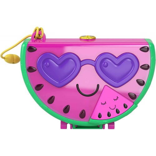 Mattel Polly Pocket Watermelon Pool Party Compact Playset With Scented Feature, 2 Micro Dolls, 12 Accessories FRY35 / HCG19 1947