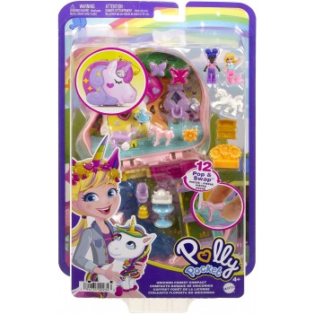 Mattel Polly Pocket Mini - Ο Κοσμος Της Σετακια Unicorn Forest Compact Tea Party FRY35 / HCG20 194735009343