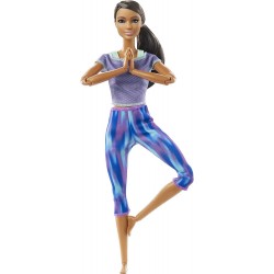 Mattel Barbie Αμετρητες Κινησεις Made To Move 22 Flexible Joints And Curly Brunette Ponytail Wearing Athleisure-Wear FTG80 / GXF