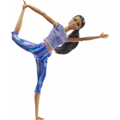 Mattel Barbie Αμετρητες Κινησεις Made To Move 22 Flexible Joints And Curly Brunette Ponytail Wearing Athleisure-Wear FTG80 / GXF