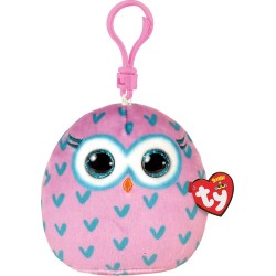ty Squishy Beanies Winks Plush Clip Owl Pink 1607-39573 008421395736