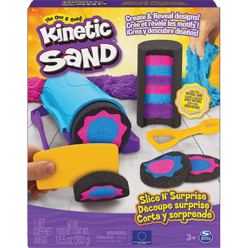 Spin Master Kinetic Sand, Slice N Surprise Set With 383G Of Black, Pink And Blue Αμμο-μαγειρέματα 6063482 778988378113