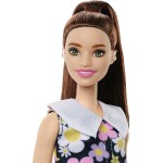 Mattel Barbie Fashionistas Doll 187, Brunette Ponytail, Shift Dress, Pink Boots, Behind-The-Ear Hearing Aids FBR37 / HBV19 19473