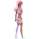 Mattel Barbie Fashionistas Doll 189, Pink Hair, Off-Shoulder Floral Dress, Sunglasses, Prosthetic Leg, Sneakers FBR37 / HBV21 19